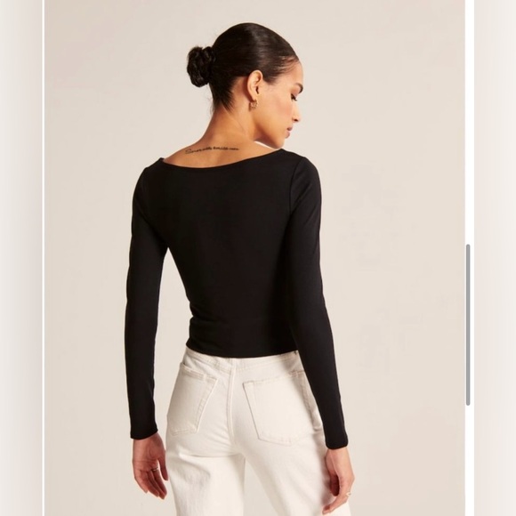 BNWT boatneck cropped long sleeve top with stretch - Picture 4 of 8